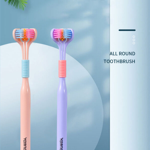 Three-sided Macaron Soft Bristle Toothbrush Care Safety Toothbrush Teeth Deep Cleaning Portable Travel - Image 4