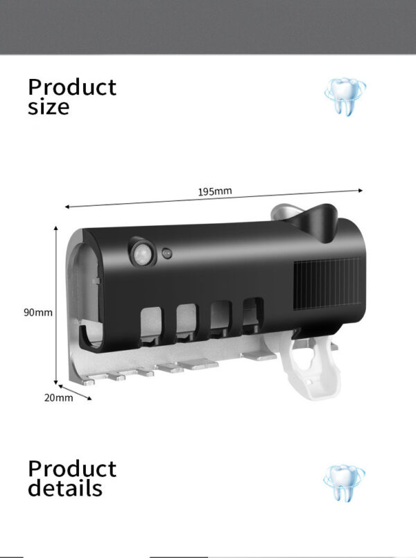 Smart Toothbrush Sterilizer Ultraviolet Sterilization Perforation-Free Wall-mounted Toothbrush Holder - Image 2