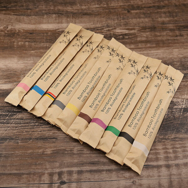 Flat Bamboo Toothbrush Kraft Paper Bag Toothbrush - Image 6