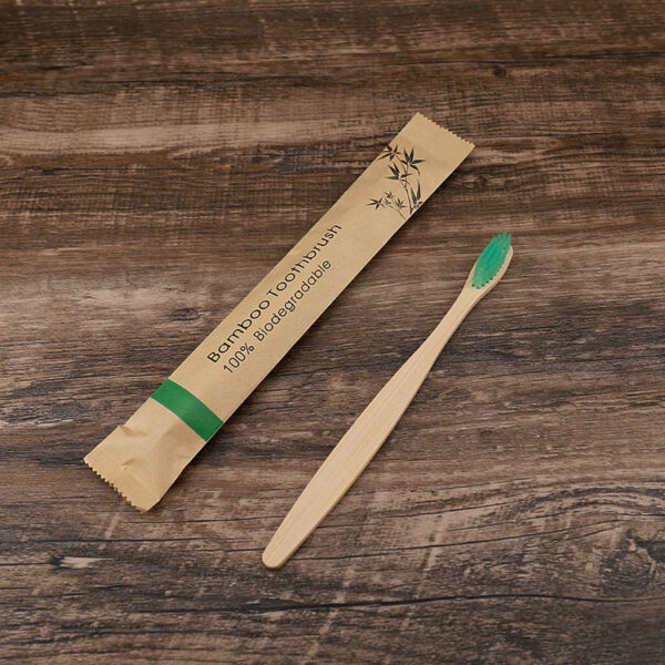 Flat Bamboo Toothbrush Kraft Paper Bag Toothbrush - Image 2