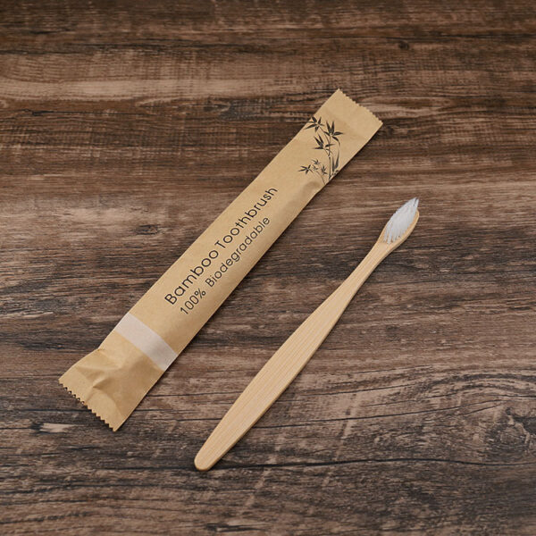 Flat Bamboo Toothbrush Kraft Paper Bag Toothbrush - Image 3
