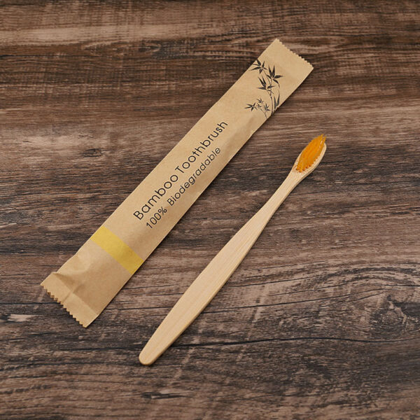 Flat Bamboo Toothbrush Kraft Paper Bag Toothbrush - Image 4