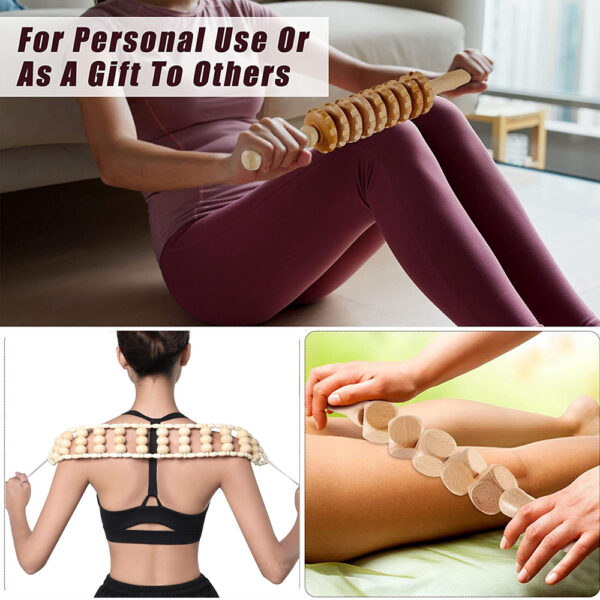 3pcs Wooden Anti-Cellulite Massage Tool Hand Roller - Image 4