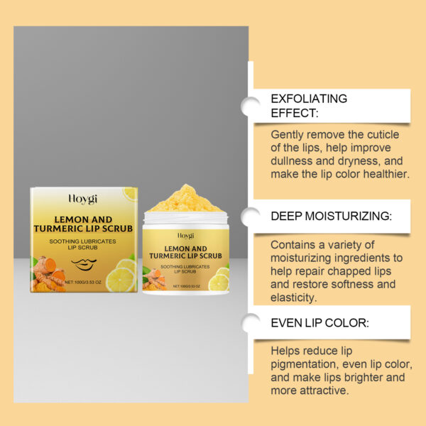 Turmeric Lemon Lip Scrub Cream Moisturizing And Drying - Image 2