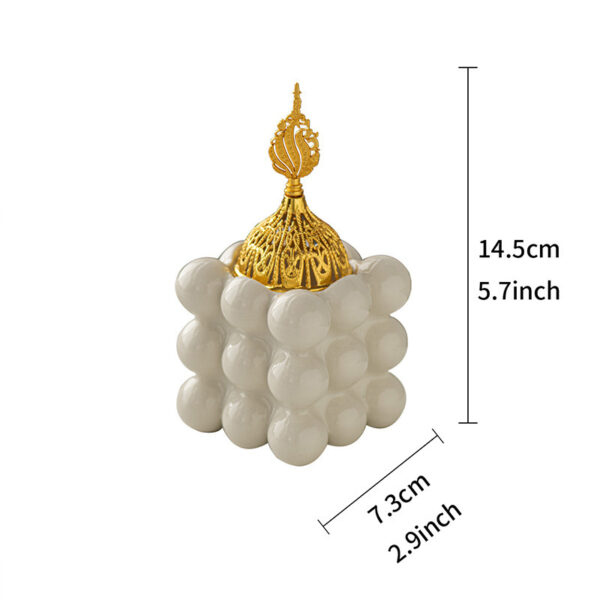 Ceramic Golden Rubik's Cube Incense Burner Middle East Arab Festival Handheld Incense Burner Domestic Ornaments - Image 6