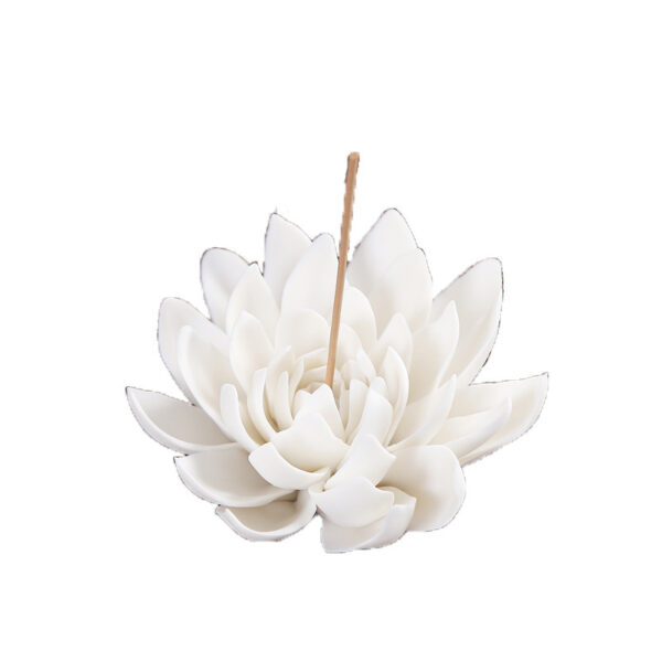White porcelain incense burner lotus incense incense burner - Image 8