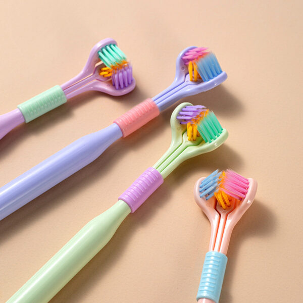 Three-sided Macaron Soft Bristle Toothbrush Care Safety Toothbrush Teeth Deep Cleaning Portable Travel - Image 2