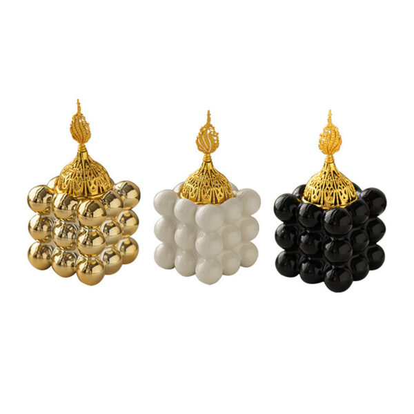 Ceramic Golden Rubik's Cube Incense Burner Middle East Arab Festival Handheld Incense Burner Domestic Ornaments - Image 5