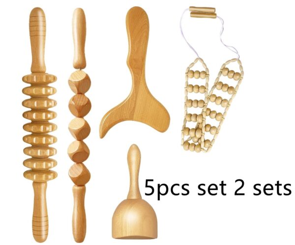 3pcs Wooden Anti-Cellulite Massage Tool Hand Roller - Image 10