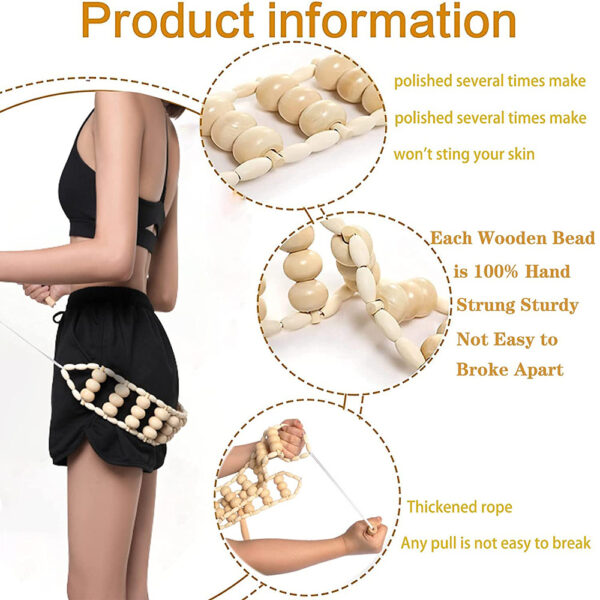 3pcs Wooden Anti-Cellulite Massage Tool Hand Roller - Image 5